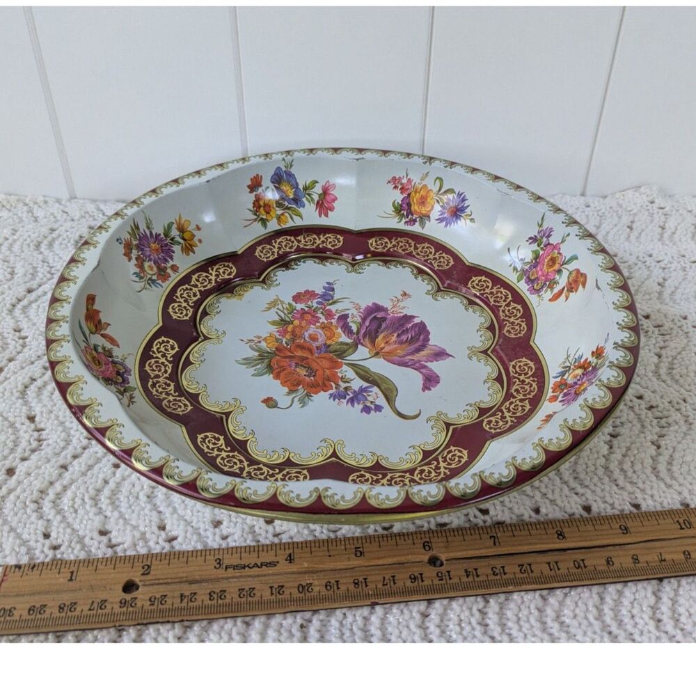 Vintage Daher Decorated Ware Floral Tin Bowl-1971-Made in England